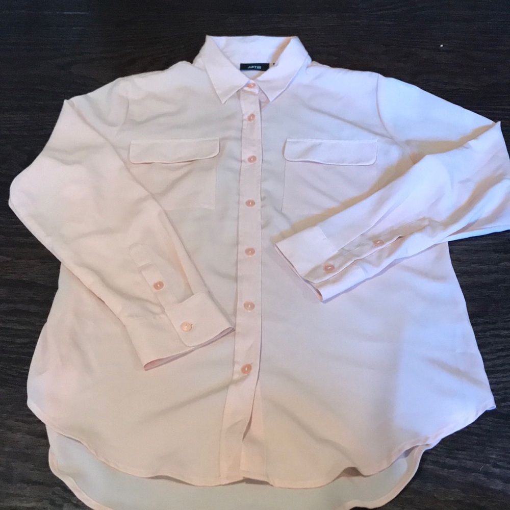 Pink sheer button up